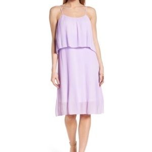 Lavender pleated midi dress